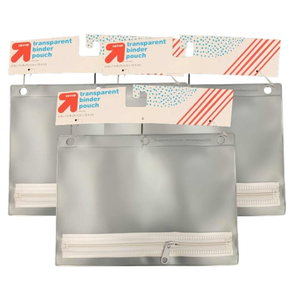 Up and Up Transparent Binder Pouch Clear 3pk